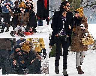 Photos of Russell Brand and Katy Perry Walking and Sledding Together in London