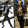 Rihanna in LA Wearing Alexander Wang Denim Hoodie Jacket and Over-the-Knee Boots