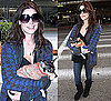 Photos of Ashley Greene Wearing Blue Houndstooth Cardigan at LAX