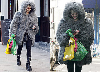 Photos of Pixie Geldof in Giant Grey Fur Coat in London