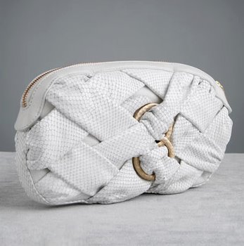 Botkier Marysia Woven White Snaksin Clutch