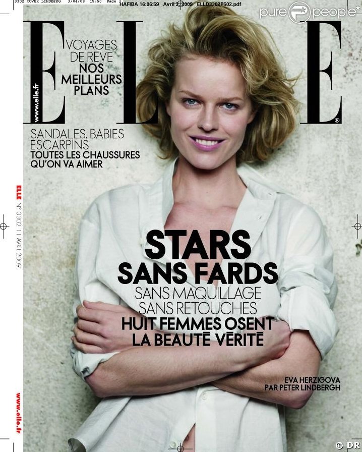 Eva Herzigova, Ines de la Fressange Go Without Makeup, Retouching for French Elle Covers Eva Herzigova, Ines de la Fressange Go Without Makeup, Retouching for French Elle Covers