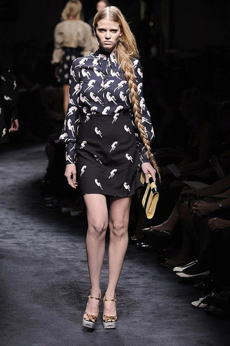 Miuccia Prada Interprets "Innocence" with Cat and Bird Prints for Miu Miu Spring 2010 Miuccia Prada Interprets "Innocence" with Cat and Bird Prints for Miu Miu Spring 2010