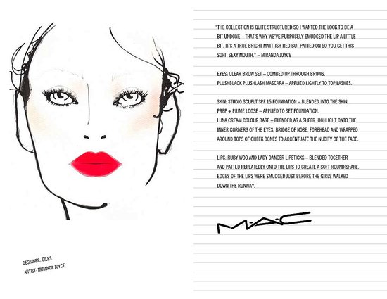 M.A.C. Face Charts From The Fall 2009 Shows: London Edition M.A.C. Face Charts From The Fall 2009 Shows: London Edition