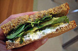 Recipe For 'Wichcraft's Goat Cheese Sandwich With Avocado, Celery, Walnut Pesto, and Watercress
