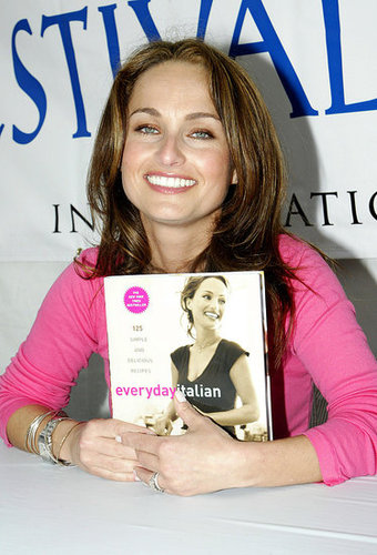 When Everyday Italian came out, it was the top-ranked (No. 51) cookbook on USA Today's bestseller list. Here she is, smiling with a copy at the LA Times Festival of Books in April 2005.
When Everyday Italian came out, it was the top-ranked (No. 51) cookbook on USA Today's bestseller list. Here she is, smiling with a copy at the LA Times Festival of Books in April 2005.