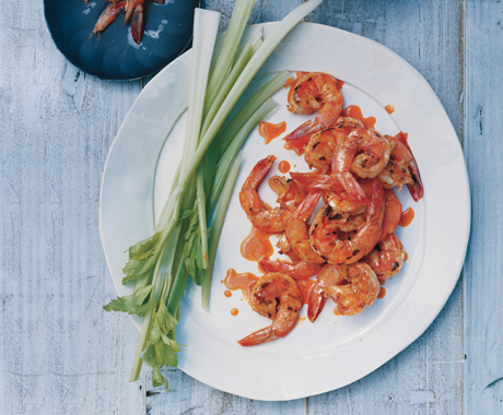 Buffalo Grilled Shrimp with Blue Cheese Dip and Celery Buffalo Grilled Shrimp with Blue Cheese Dip and Celery