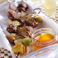 Jamaican Pork and Melon Skewer Recipe Jamaican Pork and Melon Skewer Recipe