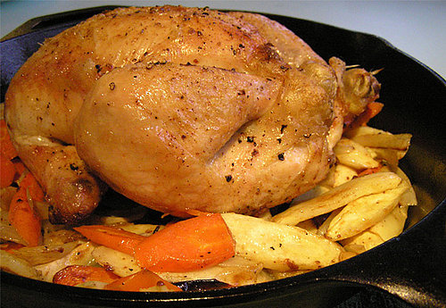 Roasted chicken is his favorite meal, hands down. Roasted chicken is his favorite meal, hands down.