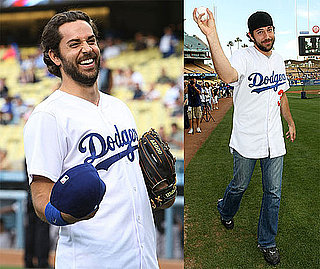 Photos of Zachary Levi Throwing Out the First Pitch For the Dodgers With Taylor Lautner
