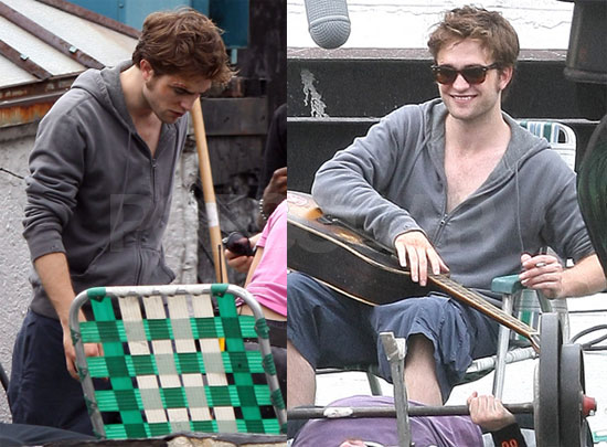 Robert Pattinson On the Set With Guitar