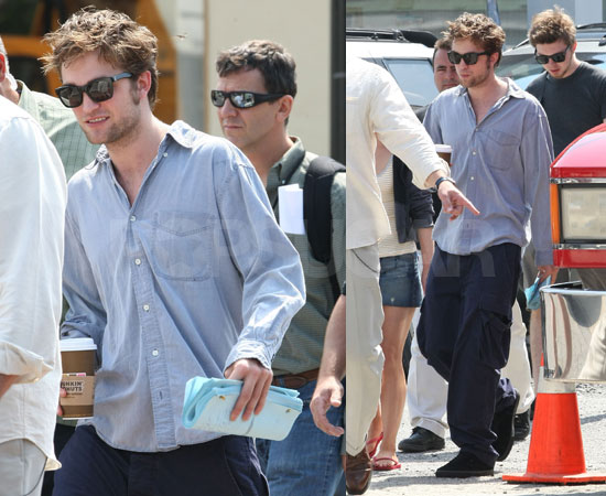Photos of Robert Pattinson Drinking Coffee On the Set Photos of Robert Pattinson Drinking Coffee On the Set