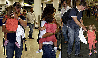 Photos of Matt Damon, Luciana Barroso, Gia Damon, Isabella Damon at the Miami Airport