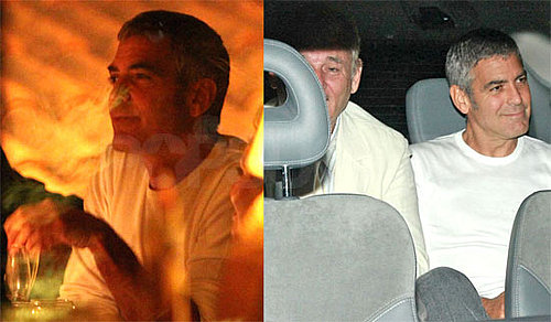 Photos of George Clooney, Bill Murray, Nick Clooney, Nina Clooney at Dinner in Italy