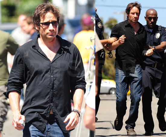 Photos of David Duchovny on Set Photos of David Duchovny on Set