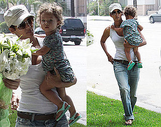 Photos of Halle Berry and Nahla Aubry Bringing Flowers to Friends House in LA