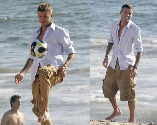 Photos of David Beckham on the Beach