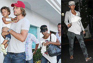 Photos of Halle Berry Wearing Loose-Fitting Clothing Out with Gabriel and Nahla Aubry to Nobu