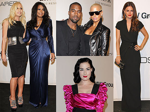 Photos of Rachel Bilson, Kanye West, Dita Von Teese, Janet Jackson, and Donatella Versace at an amfAR Dinner in Milan