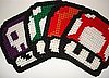 Hand-Knitted Mario Mushroom Coasters From Etsy