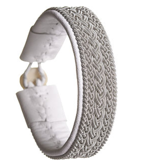 Maria Rudman Rambali Pewter White Leather Bracelet Maria Rudman Rambali Pewter White Leather Bracelet