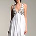 Adam Crinkle Chiffon Chain Link Deep Vee Dress