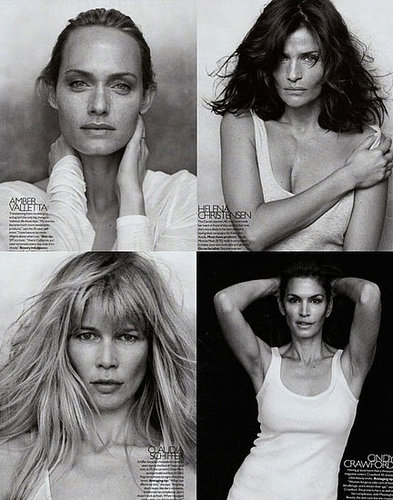 90s Supermodels Without Makeup in 2009 September Bazaar Shot by Peter Lindbergh