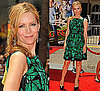 Photo of Leslie Mann Wearing Green and Black Oscar de la Renta Dress at Premiere of Shorts in LA