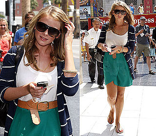 Photo of Lo Bosworth Wearing Striped Cardigan in Hollywood