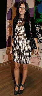 Pop Magazine Editor Dasha Khukova Attends Pop Life: Art in a Material World in London in Printed Dress