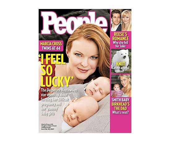 Marcia Cross bundles up with . . .