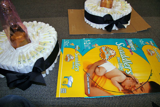Cutting Out Cake Platters From the Diaper Box