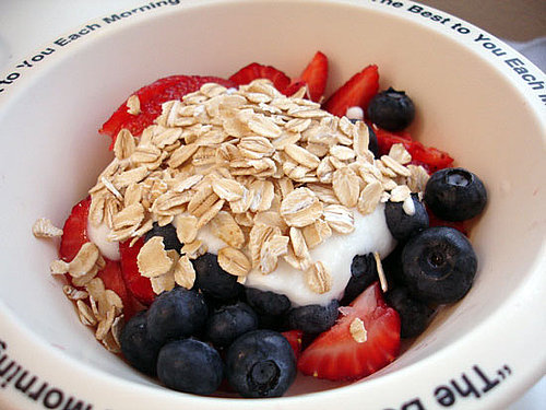 Healthy Eating Tip: Top Yogurt With Rolled Oats