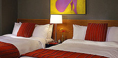 Found It! Vibrant Orange Bedspread at Seattle's Hotel Max
