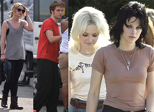 Photos Of Robert Pattinson and Emilie De Ravin Filming Remember Me in . Kristen Stewart and Dakota Fanning filming tThe Runaways