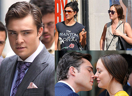 Photos Of Ed Westwick Kissing Leighton Meester In new York Filming Gossip Girl, plus Leighton Shopping With Jessica Szohr.