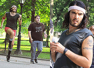 Photos Of Russell Brand Filming Workout Scenes For Get Him To The Greek In New York City Alongside Jonah Hill