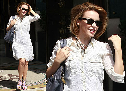 Photos of Kylie Minogue With New Hair Cut in Paris