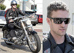 Photos Of Justin Timberlake On His Harley Davidson Motorbike After Lunch With Bryan Singer Who's Directing Battlestar Galactica
