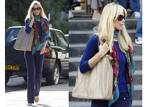 Photos of Claudia Schiffer on School Run in Blue Ensemble