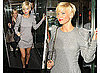 Photos of Sarah Harding out in London in Grey Jumper Dress with Big Shoulders 2009-09-17 01:13:29