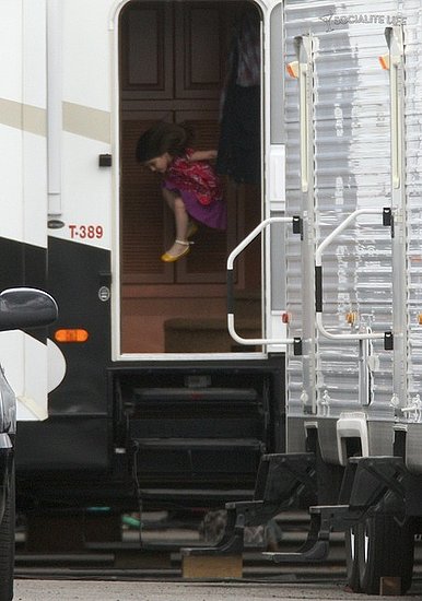 Suri having fun in her dad's trailer