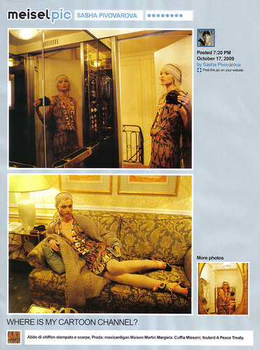 Full Look: Steven Meisel Spoofs Twitter for Vogue Italia December 2009 with "Meiselpic" Full Look: Steven Meisel Spoofs Twitter for Vogue Italia December 2009 with "Meiselpic"