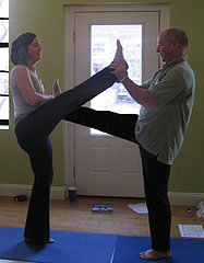 Partner Yoga Pose:  Facing Fence 