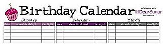 DearSugar's Birthday Calendar