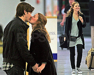Drew Barrymore and Justin Long Kiss at New Orleans Airport