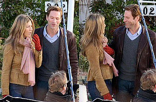 Jennifer Aniston and Aaron Eckhart on the set of Traveling in Vancouver on January 21, 2008