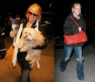Jessica Simpson and her LV Dog Bag and Daisy in NYC