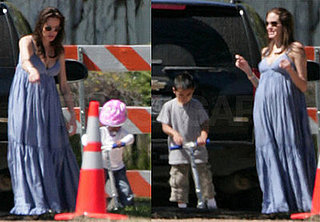 Images of Pregnant Angelina Jolie and Maddox and Zahara on scooters