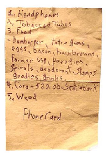 Stoner's Shopping List